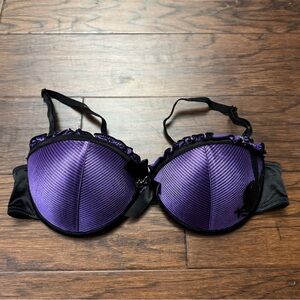 Playboy Bunny Y2K vintage purple black pinstripe push up bra